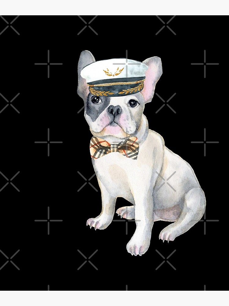 "Frenchie French Bulldog plaid bow tie Captains Hat Dogs In Clothes
