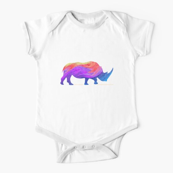 Save The Chubby Unicorn Rainbow Design Short Sleeve Baby One-Piece