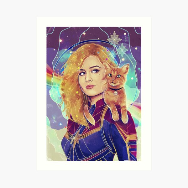 Stars, Cats and Rainbows Art Print