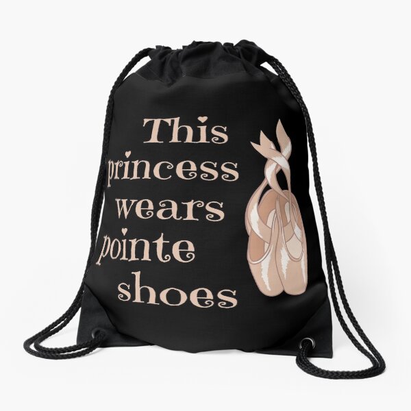 Ballet Student Princess Wears Pointe Shoes for dark square Drawstring Bag