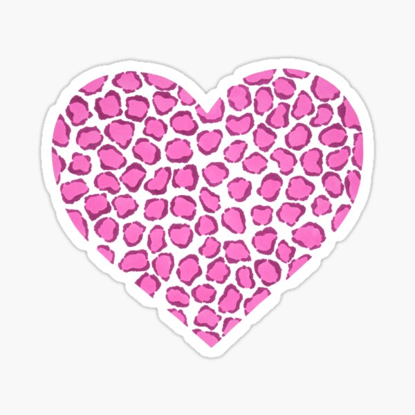 Pink and Purple Leopard Print Heart Sticker