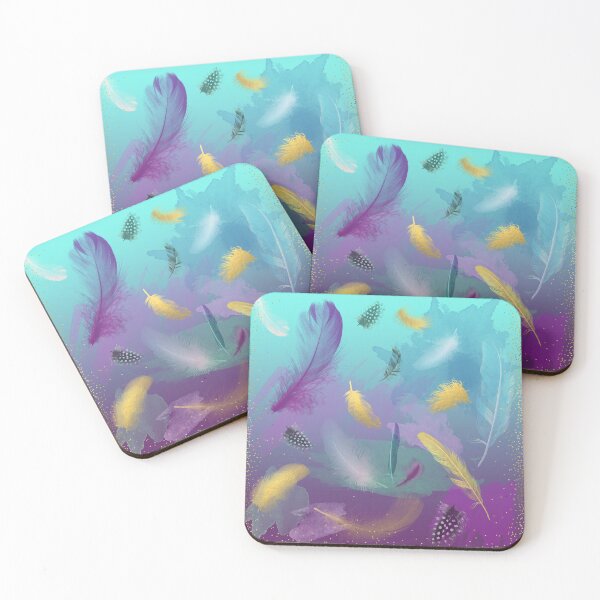 Item preview, Dancing Feathers - Turquoise and purple shades with gold details designed and sold by alexixela.