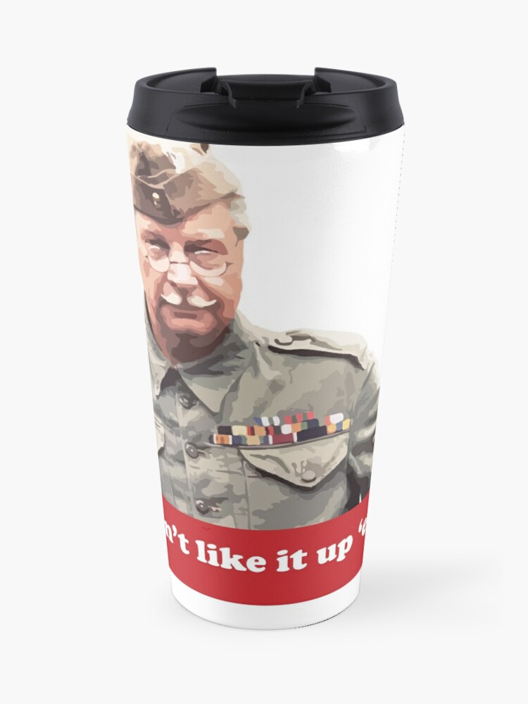 Travel Coffee Mug Ceramic w/Lid 8oz Insulated Green Don't Panic Dad's Army 