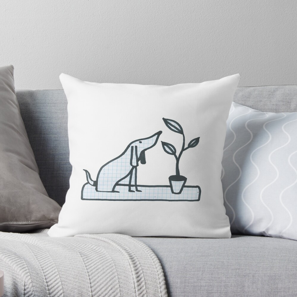  Coussin   Un simple dessin  au trait d un chien et des amis 