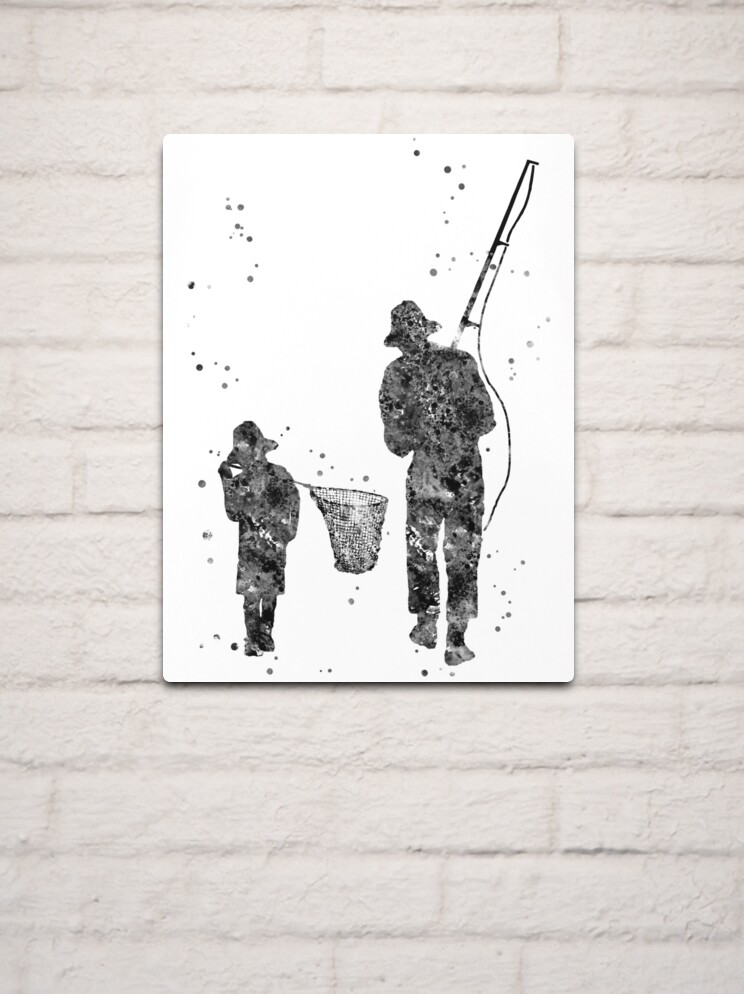 Father with sons fishing Metal Print for Sale by Rosaliartbook