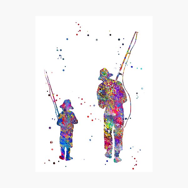 Father with sons fishing Photographic Print for Sale by Rosaliartbook