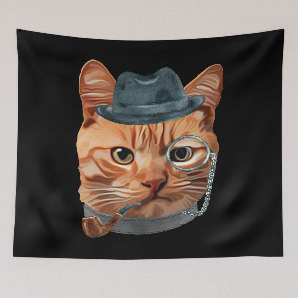 Item preview, Cat Kitty Kitten In Clothes Pipe Monacle Gangster Hat designed and sold by Vroomie.