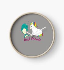 Cute Narwhal And Unicorn Art - Best Friends Forever Clock