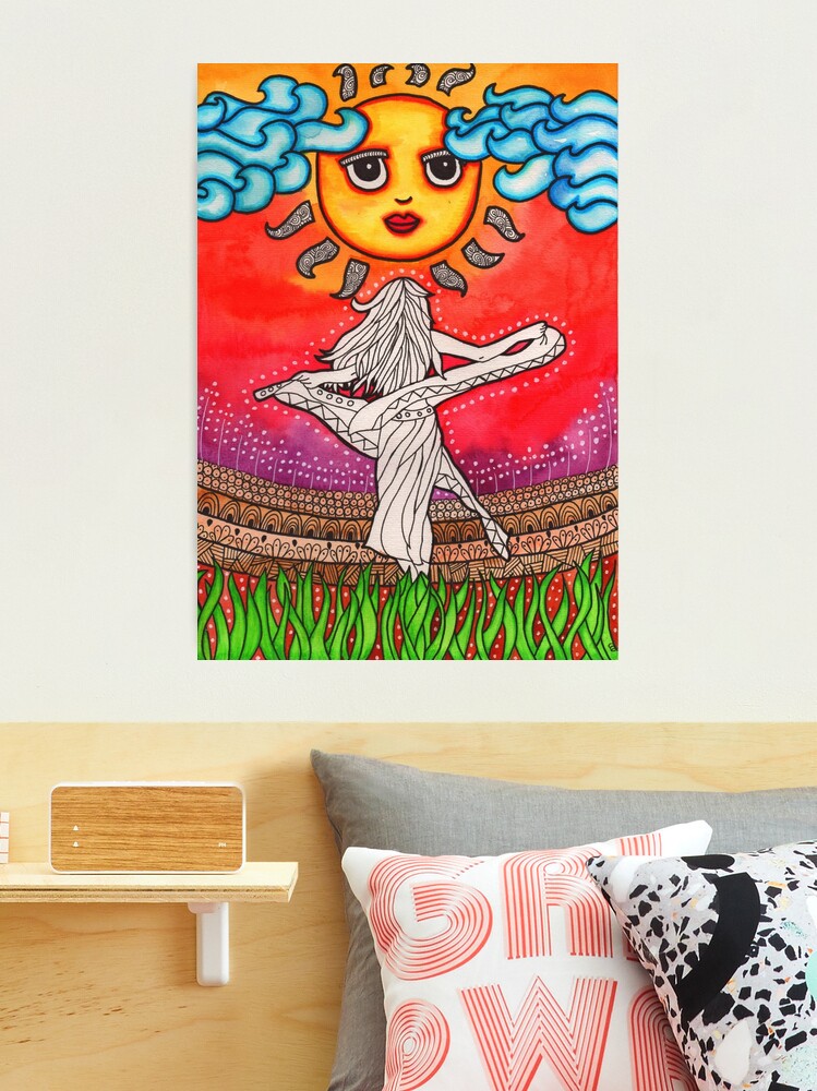 Bohemian Girl Art, Psychedelic Art, Hippie Decor, Trippy Art  Photographic Print for Sale by coloringiship