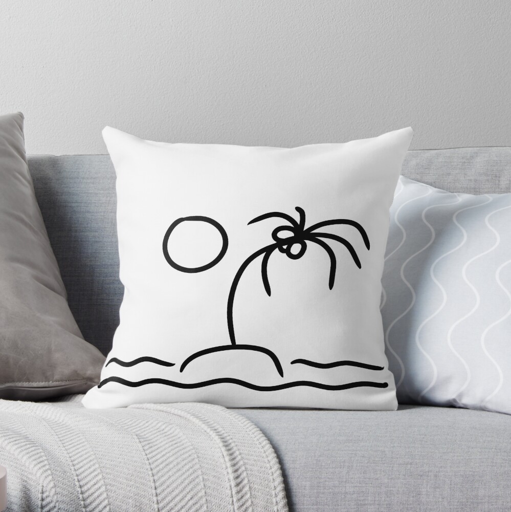 Ästhetische Palmeninsel Illustration | Surfer Style Geschenk Idee Dekokissen