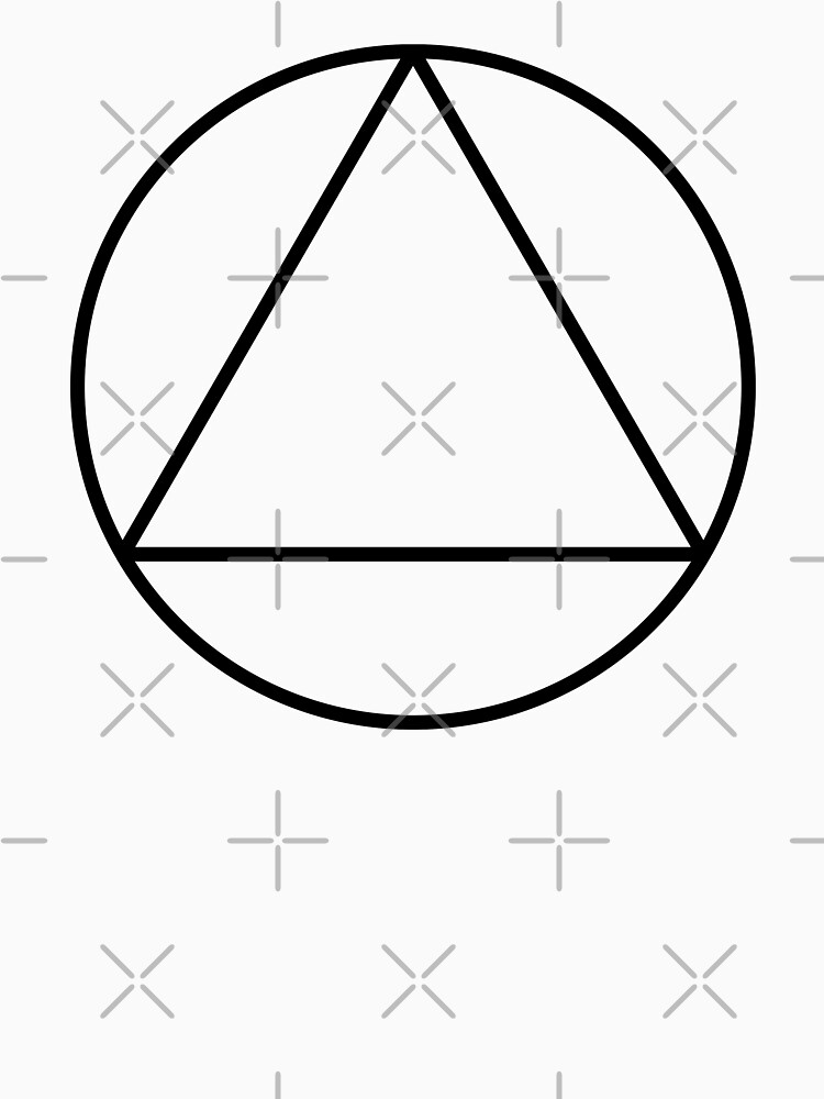 "White Triangle Inside Circle, Geometry Symbol" T-shirt by Pointit