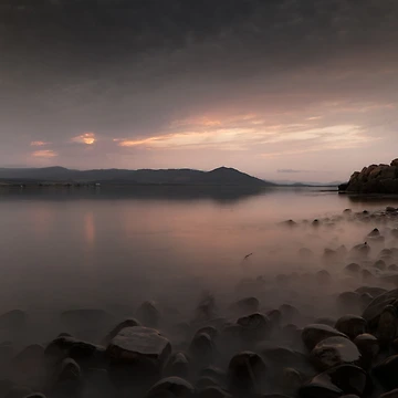 Artwork thumbnail, Misty Rocks by PhotoPhoto