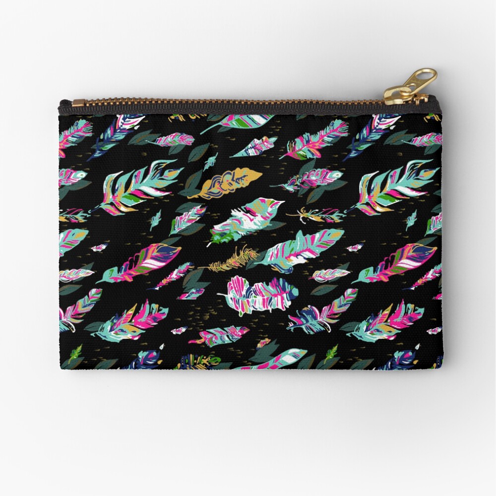 Bold flowing feathers Zipper Pouch