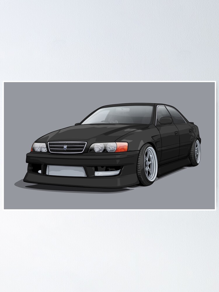 Chaser Jzx100 Black Poster By Artymotive Redbubble