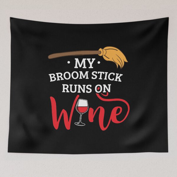 Artikelvorschau, Halloween Shirt My Broomstick Runs On Wine Gift Tee entworfen und verkauft von haselshirt.