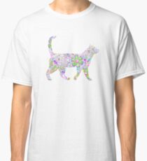 Neonregenbogenblumen Katze Classic T-Shirt