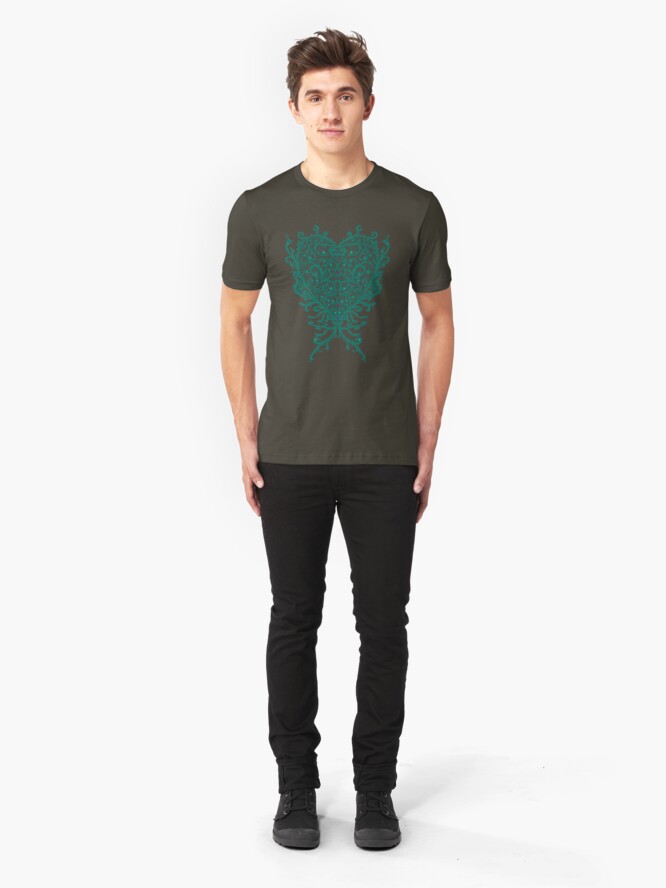 Alternate view of Peacock Heart Tee Dark Slim Fit T-Shirt