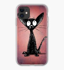 Funny Black Cat on Pink iPhone Case
