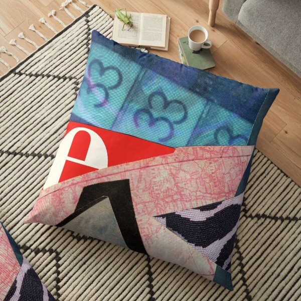 Thirty Three abstract collage Floor Pillow