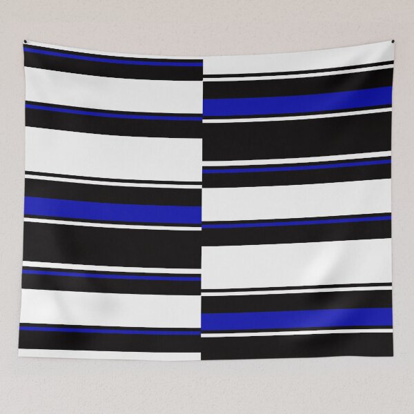 Item preview, White, black and blue stripes designed and sold by Tiia Vissak.