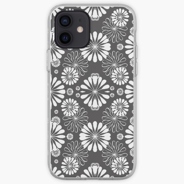 Monochrome #pattern #abstract #decoration #illustration flower art textile design vector element ornate tile textured seamless iPhone Soft Case