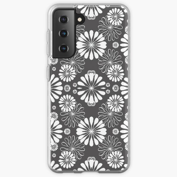 Monochrome #pattern #abstract #decoration #illustration flower art textile design vector element ornate tile textured seamless Samsung Galaxy Soft Case