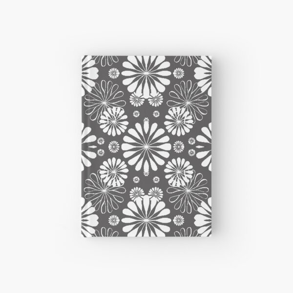 Monochrome #pattern #abstract #decoration #illustration flower art textile design vector element ornate tile textured seamless Hardcover Journal