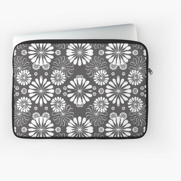 Monochrome #pattern #abstract #decoration #illustration flower art textile design vector element ornate tile textured seamless Laptop Sleeve