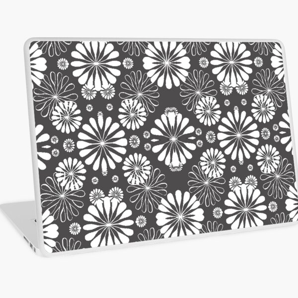 Monochrome #pattern #abstract #decoration #illustration flower art textile design vector element ornate tile textured seamless Laptop Skin