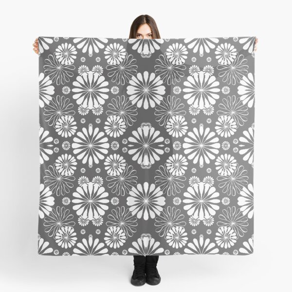 Monochrome #pattern #abstract #decoration #illustration flower art textile design vector element ornate tile textured seamless Scarf