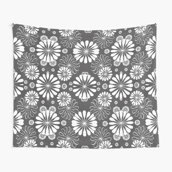 Monochrome #pattern #abstract #decoration #illustration flower art textile design vector element ornate tile textured seamless Tapestry
