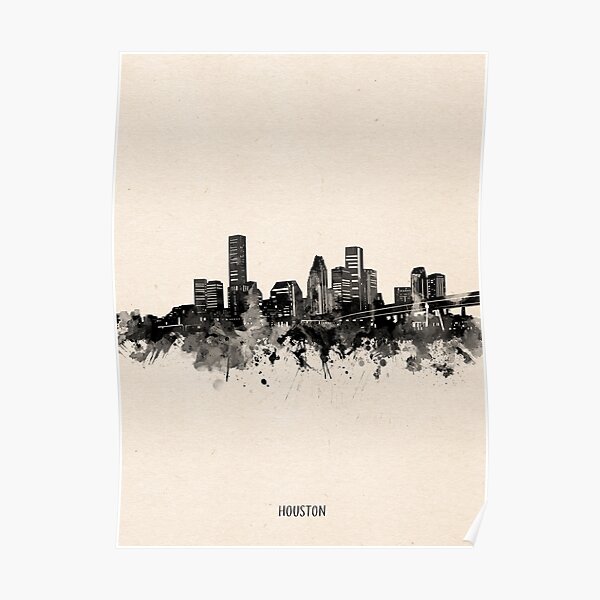 Vintage Houston Baseball Space City Skyline Retro Cityscape Poster