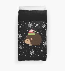 Hedgehog and Snowflakes Duvet Cover