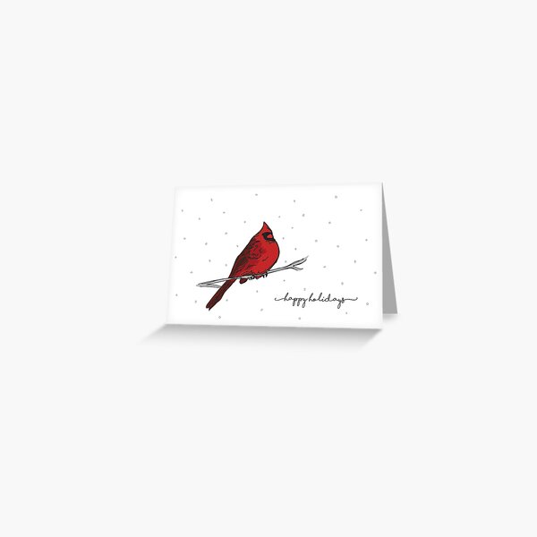 Snowy Cardinal Happy Holidays Card Greeting Card