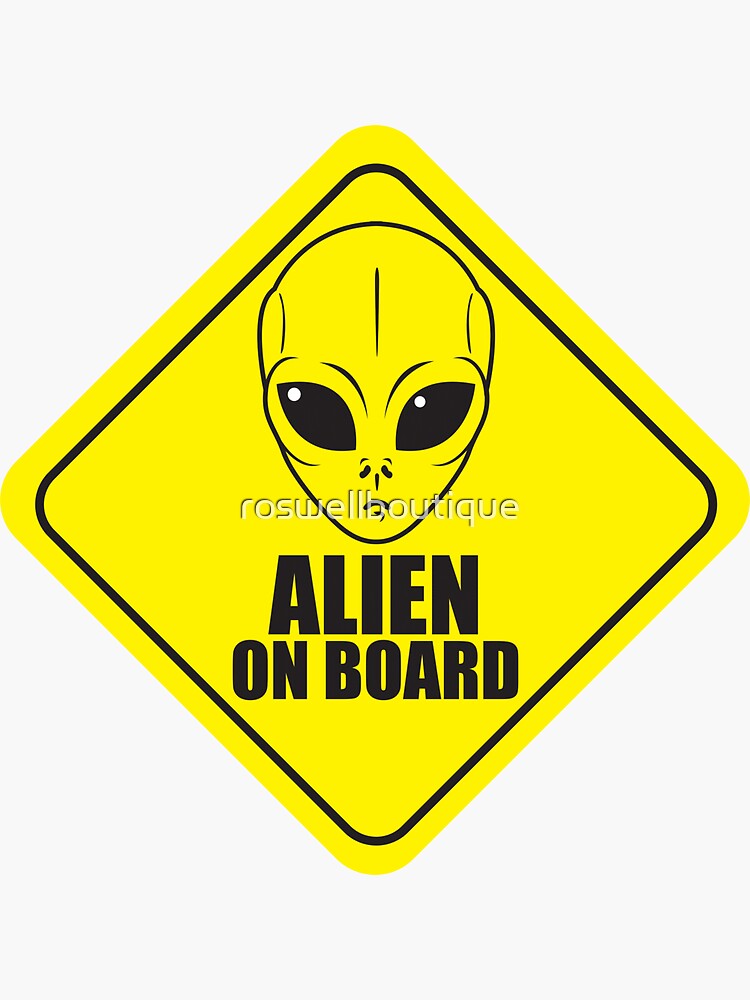 Thumbnail 3 of 3, Sticker, Alien On Board designed and sold by roswellboutique.