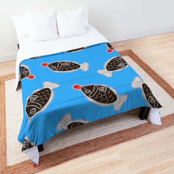 Sushi Soy Fish Pattern in Blue Comforter