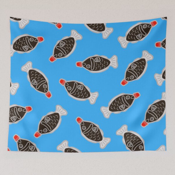 Item preview, Sushi Soy Fish Pattern in Blue designed and sold by evannave.