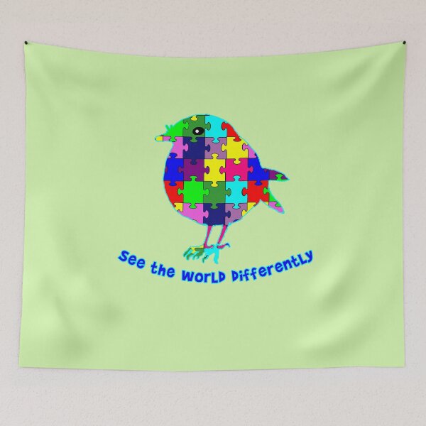 Item preview,  Autismo conciencia Adorable pájaro ver el mundo de manera diferente designed and sold by LoveAndDefiance.
