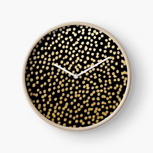Gold and Black Dot Spot Pattern Clock