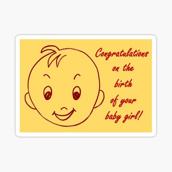 Baby Girl Congratulations Card Sticker
