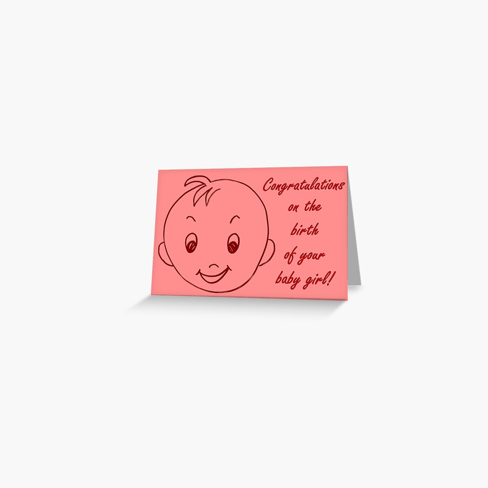 Baby Girl Congratulations Card Greeting Card