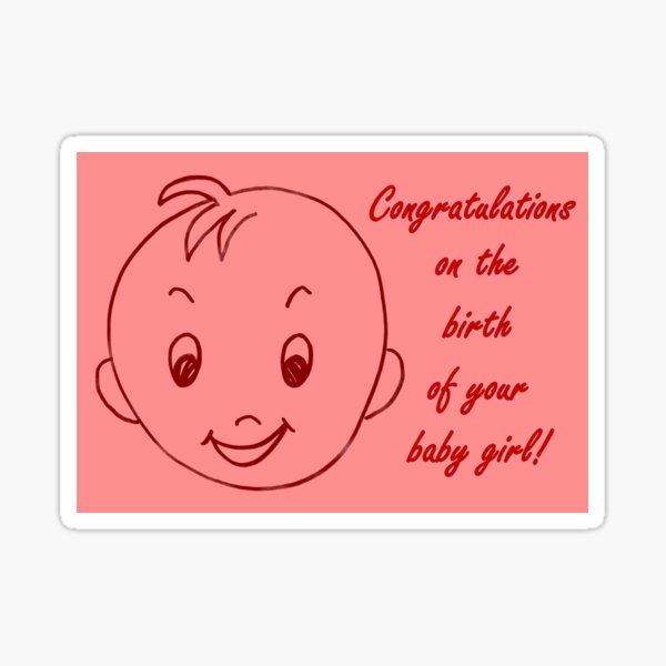 Baby Girl Congratulations Card Sticker