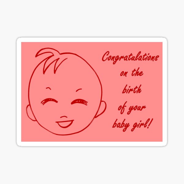 Baby Girl Congratulations Card Sticker