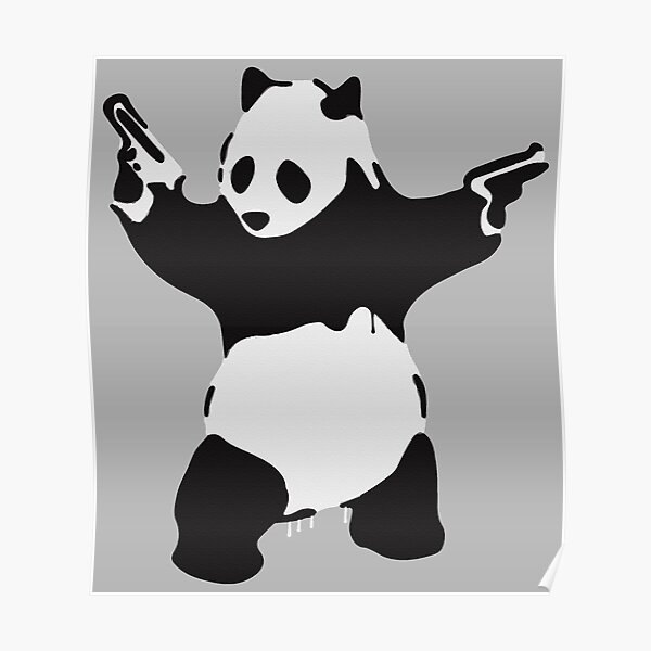 Banksy Pandamonium Armed Panda Artwork, Pandemonium Street Art, diseño para carteles, impresiones, camisetas, hombres, mujeres Póster