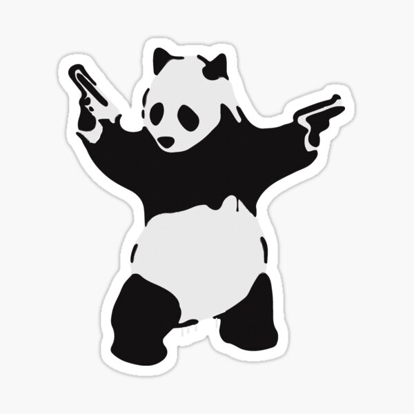 Banksy Pandamonium Armed Panda Artwork, Pandemonium Street Art, Design For Posters, Prints, Tshirts, Men, Women Sticker