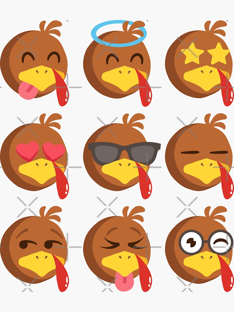 "Turkey Emojis Funny Faces for Thanksgiving Holiday" Sticker by