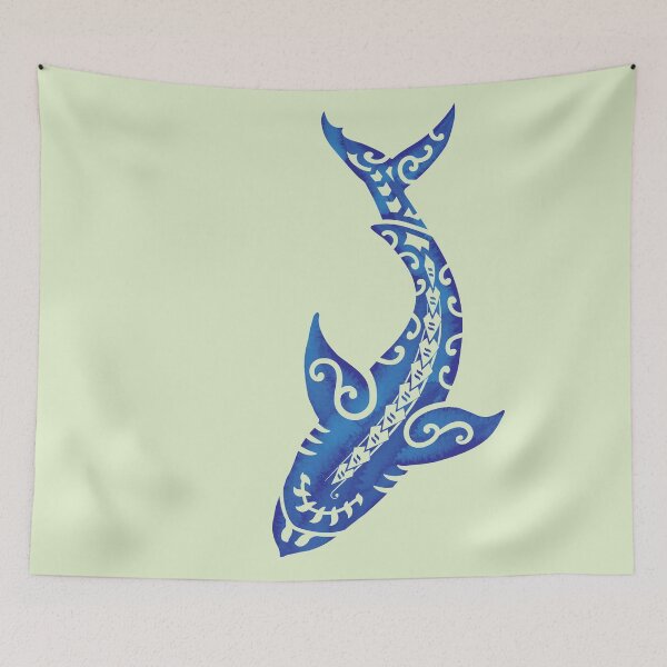 Item preview, Vintage Blue Tribal Shark  designed and sold by sunnthreads.