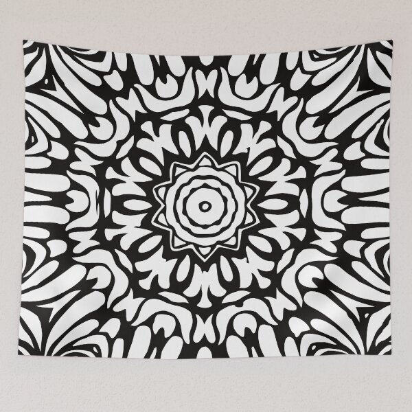 Item preview, Black & White Abstract Floral Splash  Mandala designed and sold by Mia Harper Design.