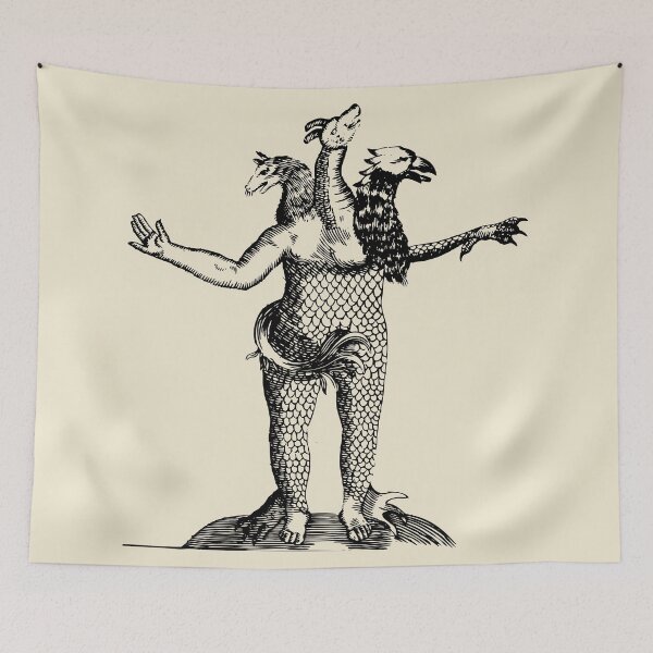 Item preview, Three-Headed Monster Antique Drawing | Old-Style Illustration designed and sold by freshlypeeled.