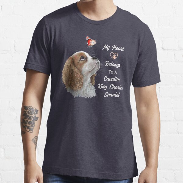 Cavalier King Charles Spaniel, King Charles Spaniel Gifts, Cavalier King Charles Spaniel Art, Blenheim Cavalier King Charles Puppy, and Butterfly Essential T-Shirt